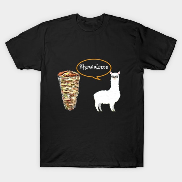 funny hungry llama T-Shirt by Yaman